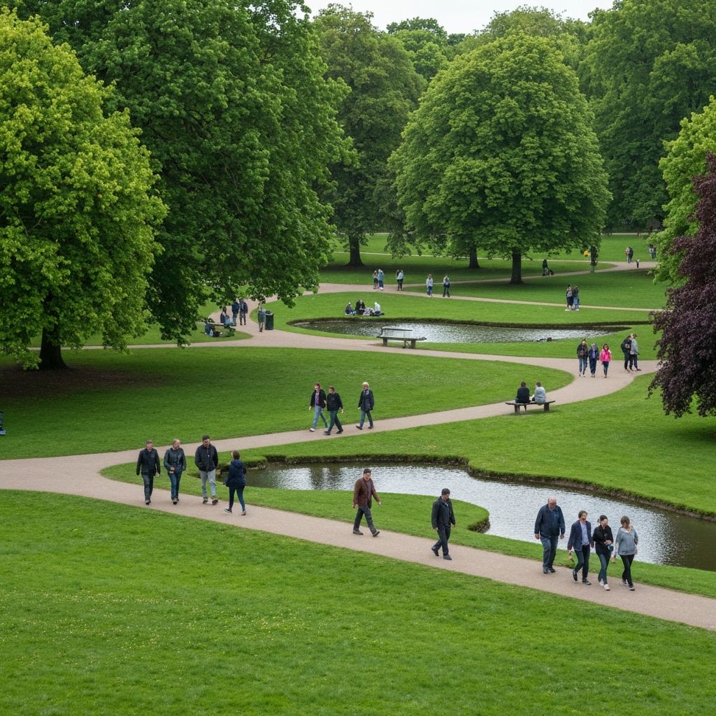 UK outdoor environment with people in daily activities